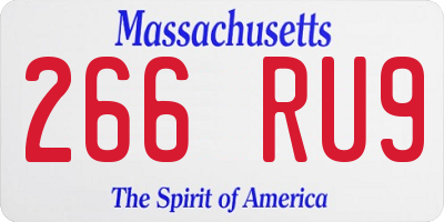 MA license plate 266RU9