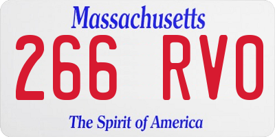 MA license plate 266RV0