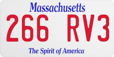 MA license plate 266RV3