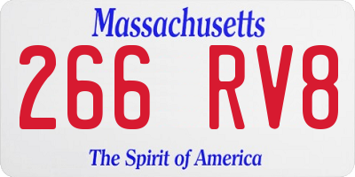 MA license plate 266RV8