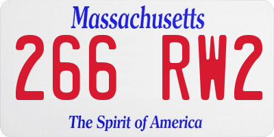 MA license plate 266RW2