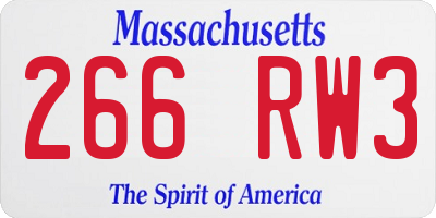 MA license plate 266RW3