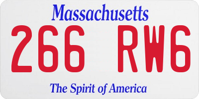 MA license plate 266RW6