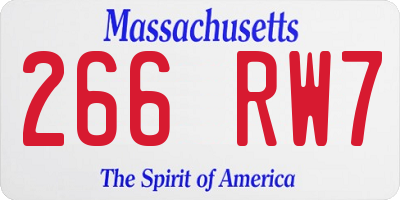 MA license plate 266RW7