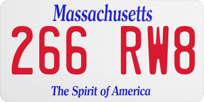 MA license plate 266RW8