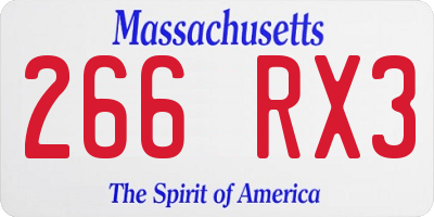 MA license plate 266RX3