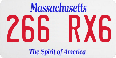 MA license plate 266RX6