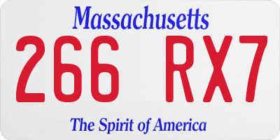 MA license plate 266RX7