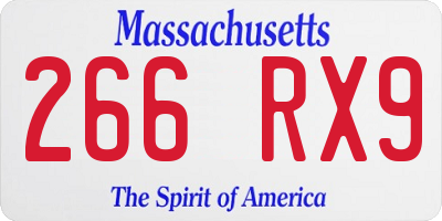 MA license plate 266RX9