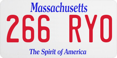MA license plate 266RY0