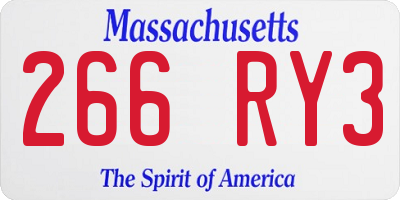 MA license plate 266RY3