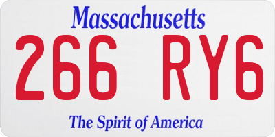 MA license plate 266RY6