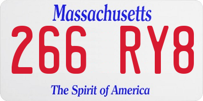MA license plate 266RY8