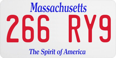 MA license plate 266RY9