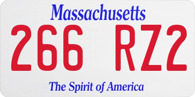 MA license plate 266RZ2