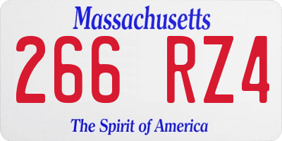 MA license plate 266RZ4