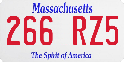 MA license plate 266RZ5