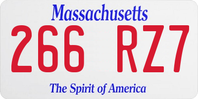 MA license plate 266RZ7