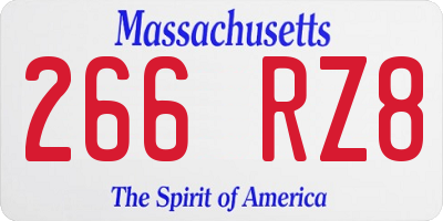 MA license plate 266RZ8