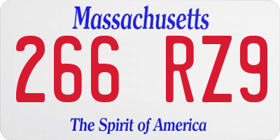 MA license plate 266RZ9