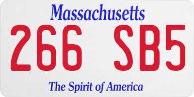 MA license plate 266SB5