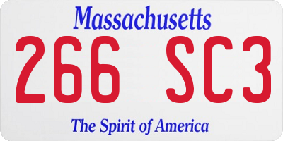 MA license plate 266SC3