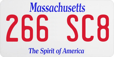 MA license plate 266SC8