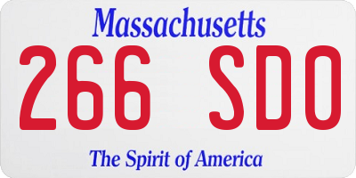 MA license plate 266SD0