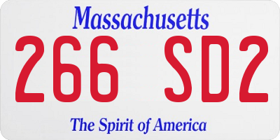 MA license plate 266SD2