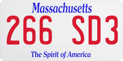 MA license plate 266SD3