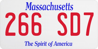 MA license plate 266SD7