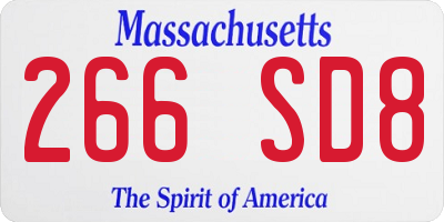 MA license plate 266SD8