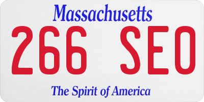 MA license plate 266SE0