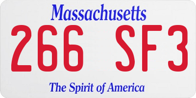 MA license plate 266SF3