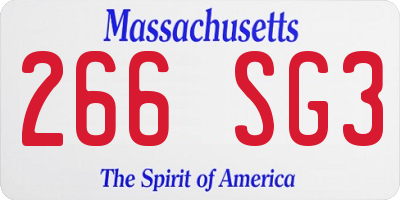 MA license plate 266SG3