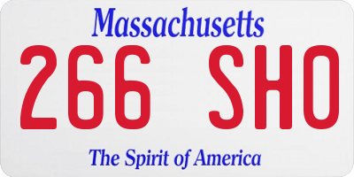 MA license plate 266SH0