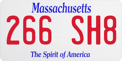 MA license plate 266SH8