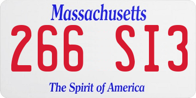 MA license plate 266SI3