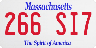 MA license plate 266SI7