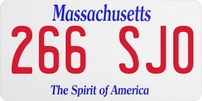 MA license plate 266SJ0