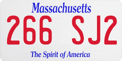 MA license plate 266SJ2