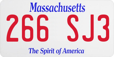 MA license plate 266SJ3