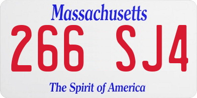 MA license plate 266SJ4