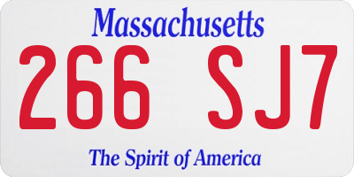 MA license plate 266SJ7