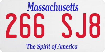MA license plate 266SJ8