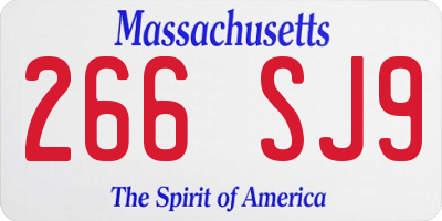 MA license plate 266SJ9