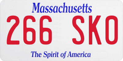 MA license plate 266SK0