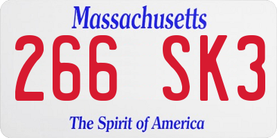 MA license plate 266SK3