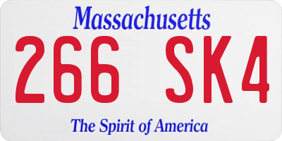 MA license plate 266SK4