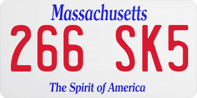 MA license plate 266SK5